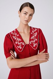 Sloane Embroidered Corduroy Midi Dress