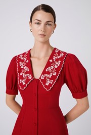 Sloane Embroidered Corduroy Midi Dress