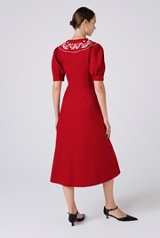 Sloane Embroidered Corduroy Midi Dress