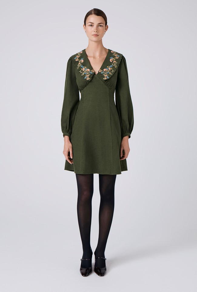 Blakely Embroidered Corduroy Short Dress