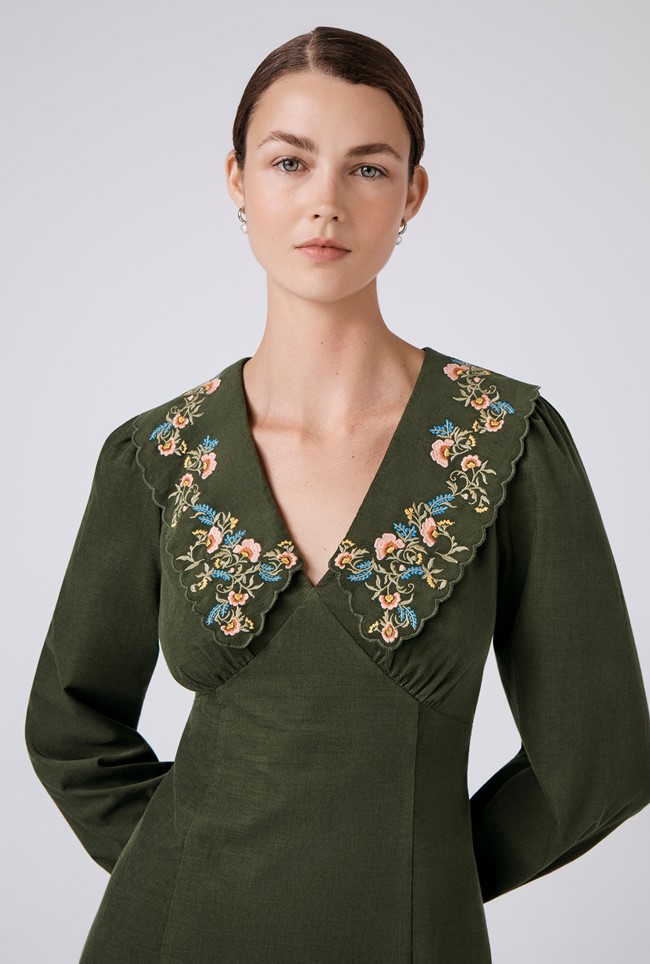 Blakely Embroidered Corduroy Short Dress