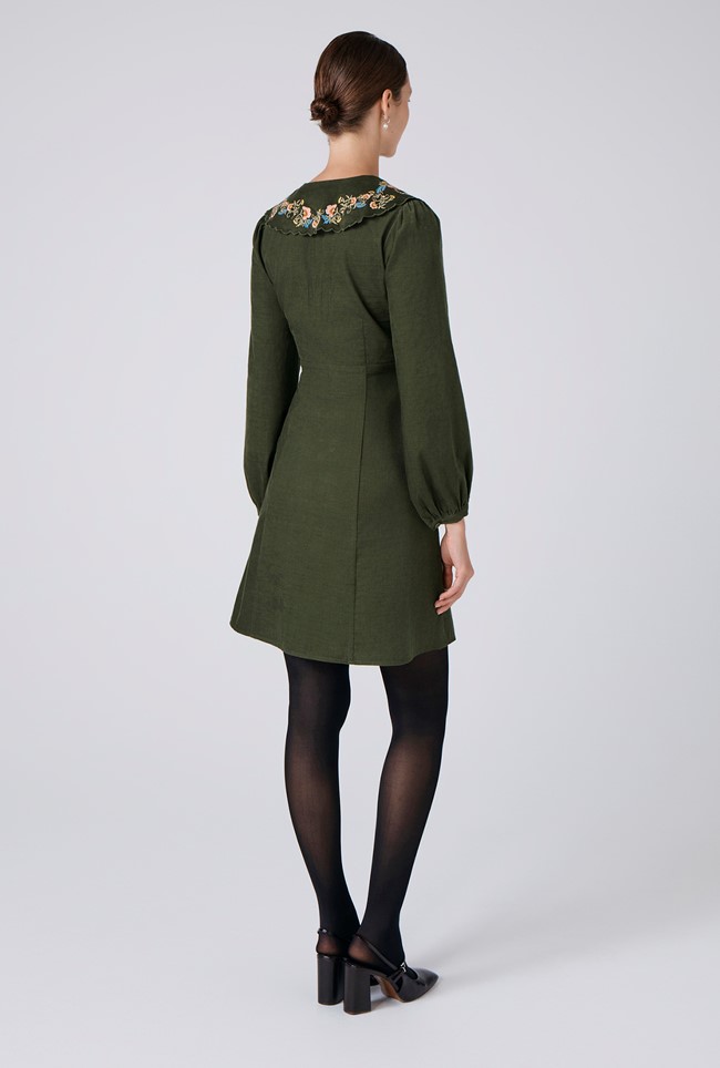 Blakely Embroidered Corduroy Short Dress