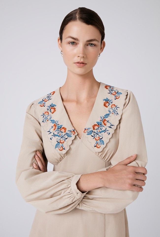 Blakely Embroidered Corduroy Short Dress