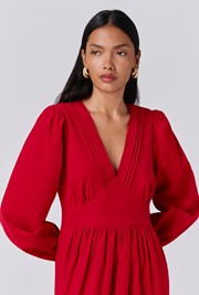 Gracie Corduroy V Neck Tiered Midi Dress