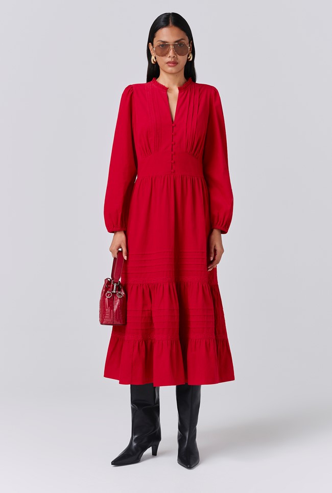 Kamila Corduroy Tiered Midi Dress