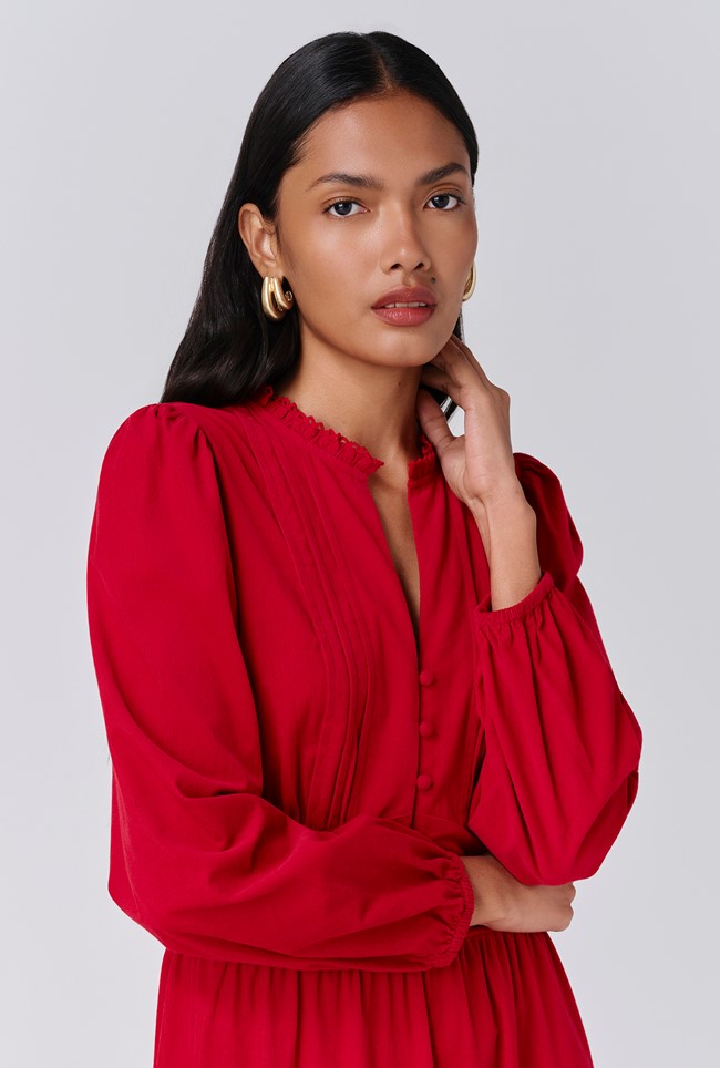 Kamila Corduroy Tiered Midi Dress