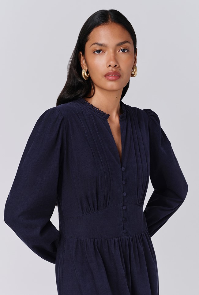Kamila Corduroy Tiered Midi Dress