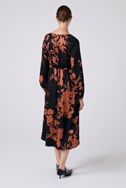 Emlyn Floral Satin V Neck Midi Dress