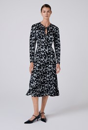 Ana Floral Satin Midi Dress