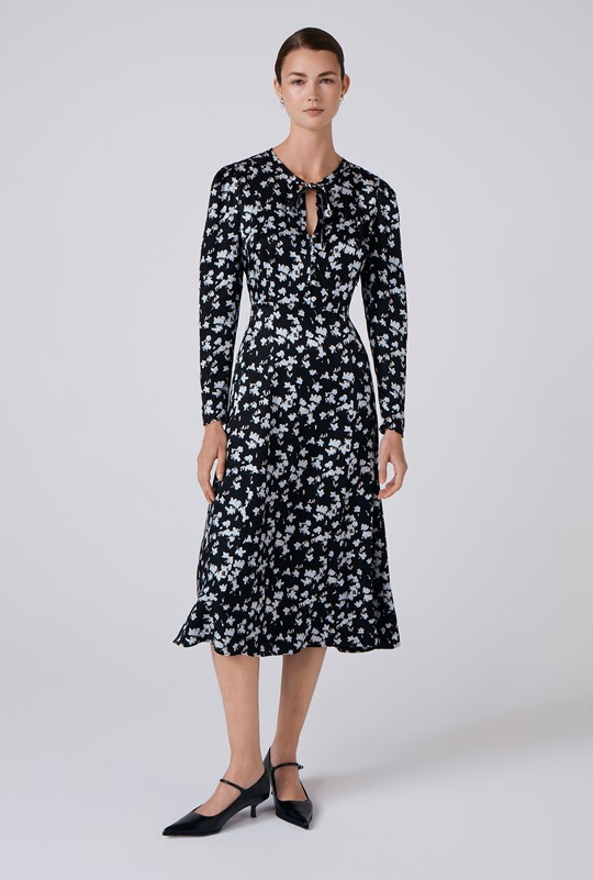 Ana Floral Satin Midi Dress