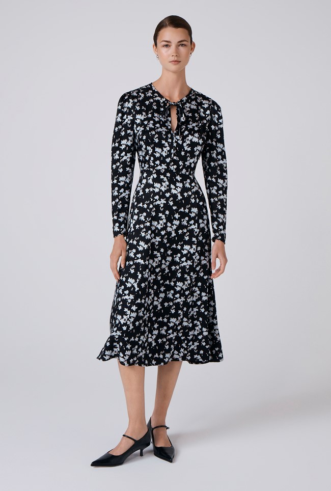 Ana Floral Satin Midi Dress
