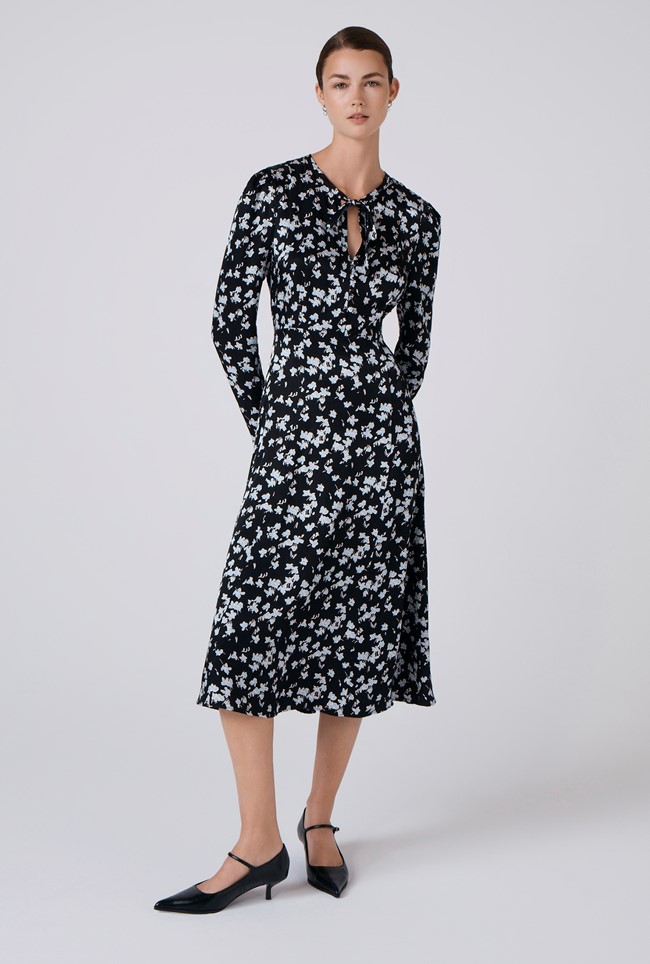 Ana Floral Satin Midi Dress