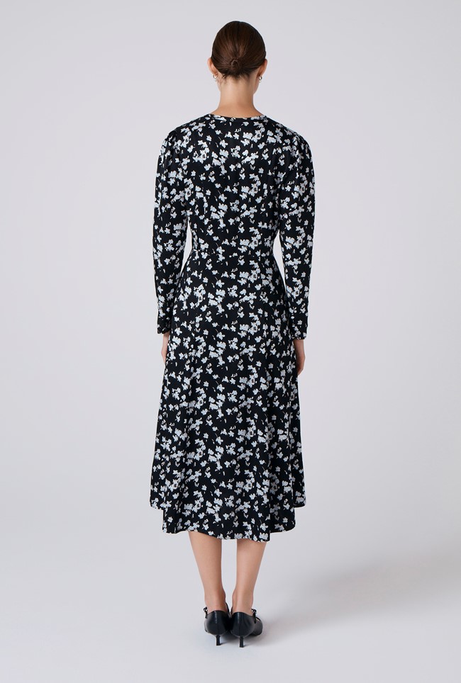 Ana Floral Satin Midi Dress