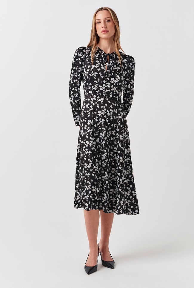 Ana Floral Satin Midi Dress
