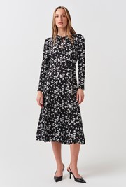 Ana Floral Satin Midi Dress