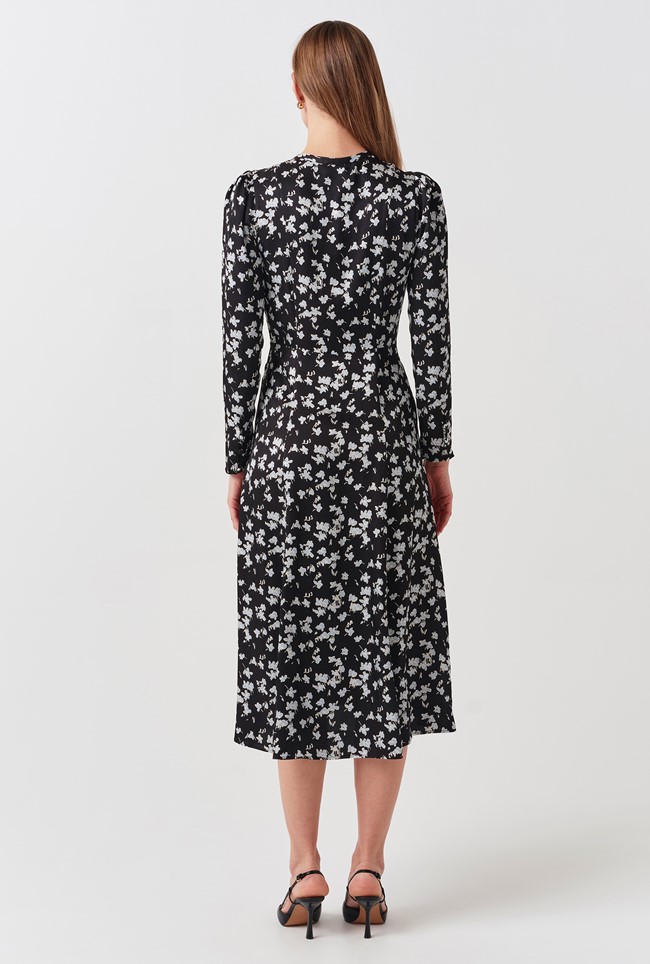 Ana Floral Satin Midi Dress