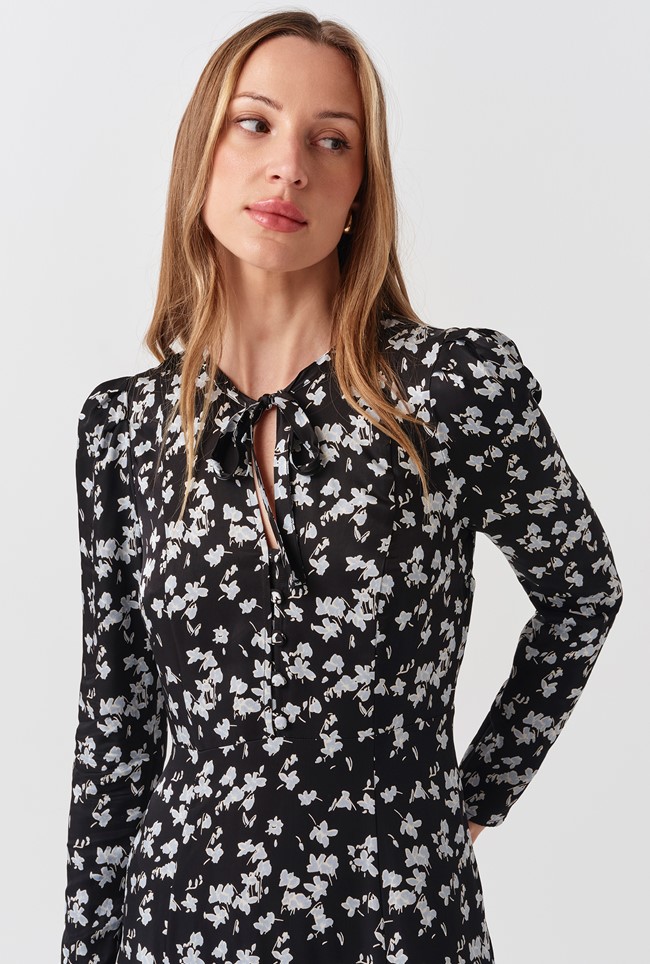 Ana Floral Satin Midi Dress