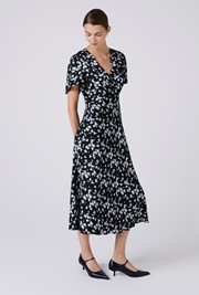 Elizabeth Floral Satin Midi Tea Dress