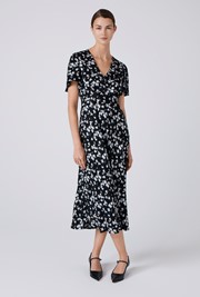 Elizabeth Floral Satin Midi Tea Dress