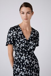 Elizabeth Floral Satin Midi Tea Dress