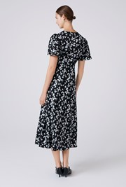 Elizabeth Floral Satin Midi Tea Dress