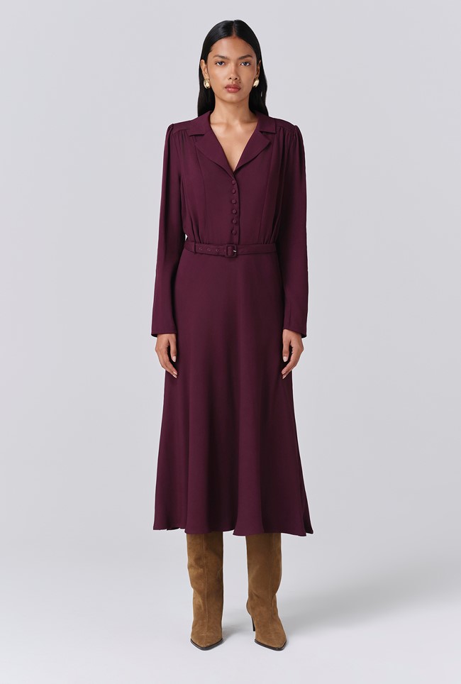 Victoria Crepe Collared Midi Dress