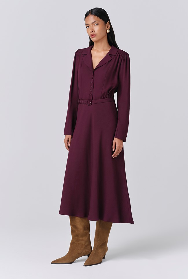 Victoria Crepe Collared Midi Dress