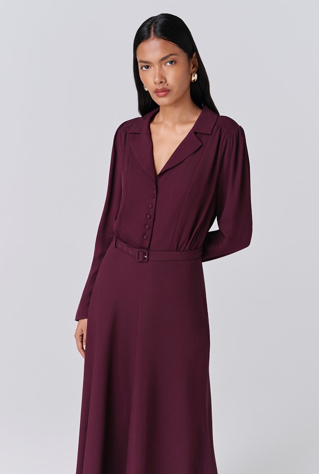 Victoria Crepe Collared Midi Dress