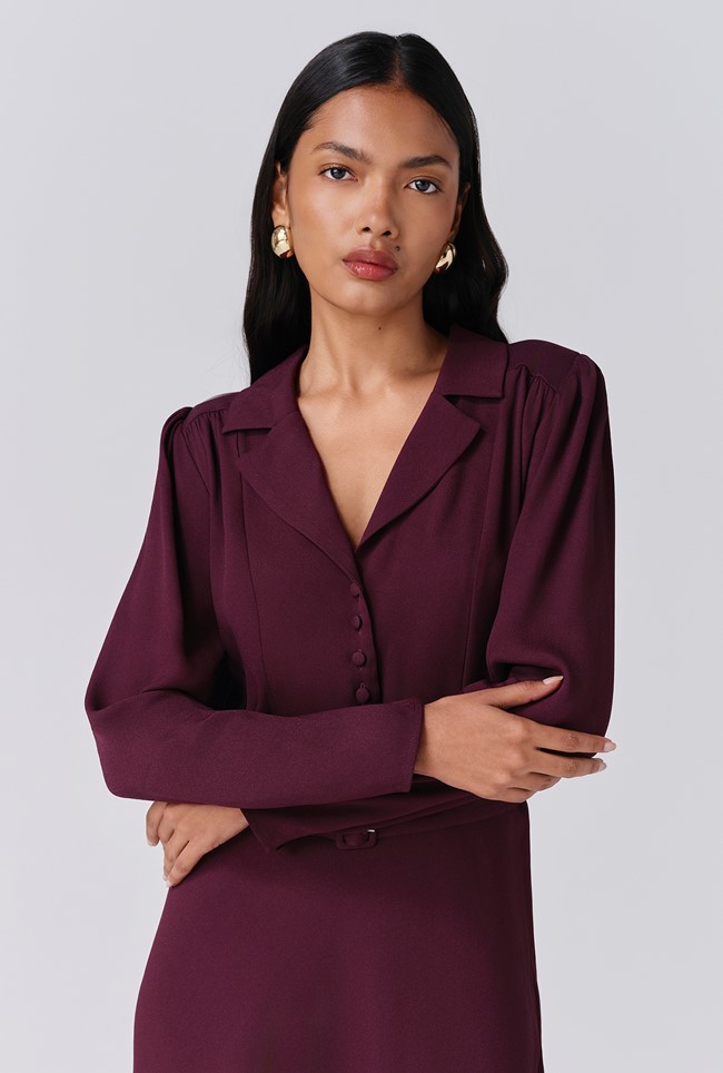 Victoria Crepe Collared Midi Dress