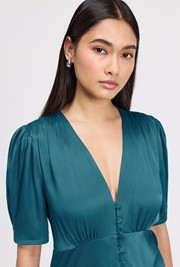 Madison Button Through Satin Midi Dress