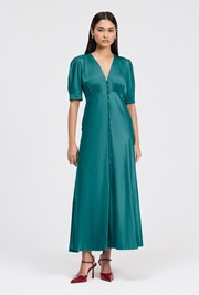 Madison Button Through Satin Midi Dress