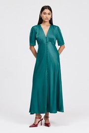 Madison Button Through Satin Midi Dress