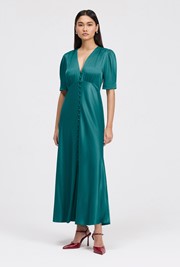 Madison Button Through Satin Midi Dress