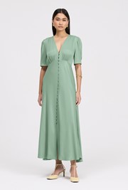 Madison Button Through Satin Midi Dress