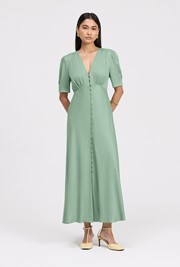 Madison Button Through Satin Midi Dress