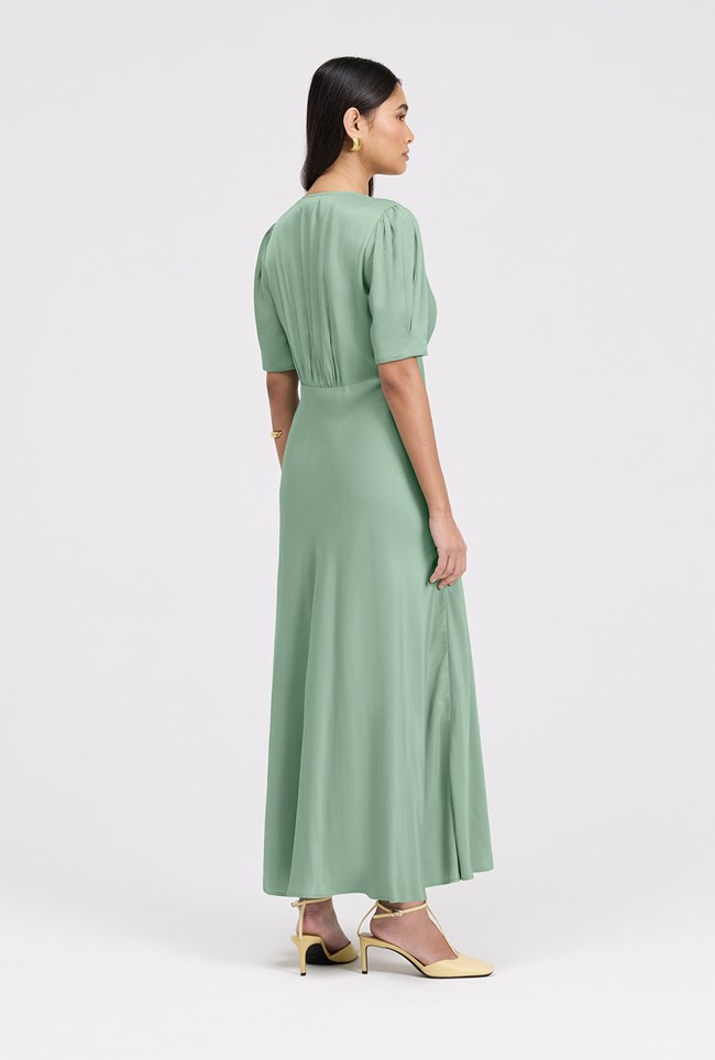 Madison Button Through Satin Midi Dress