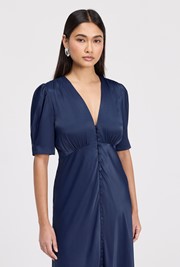 Madison Button Through Satin Midi Dress