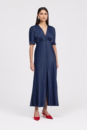 Madison Button Through Satin Midi Dress