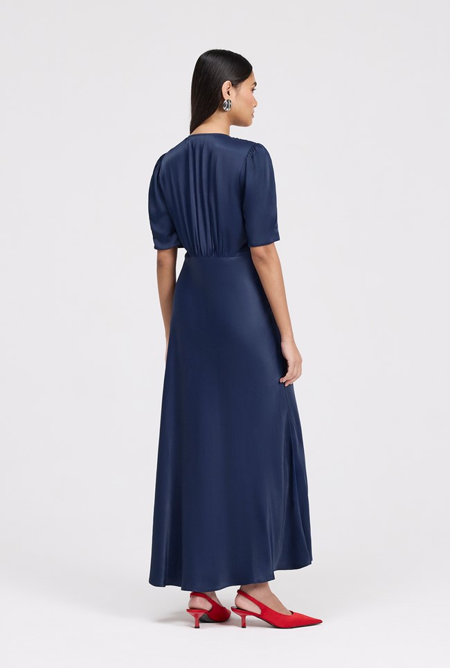 Madison Button Through Satin Midi Dress