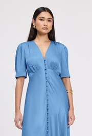 Madison Button Through Satin Midi Dress