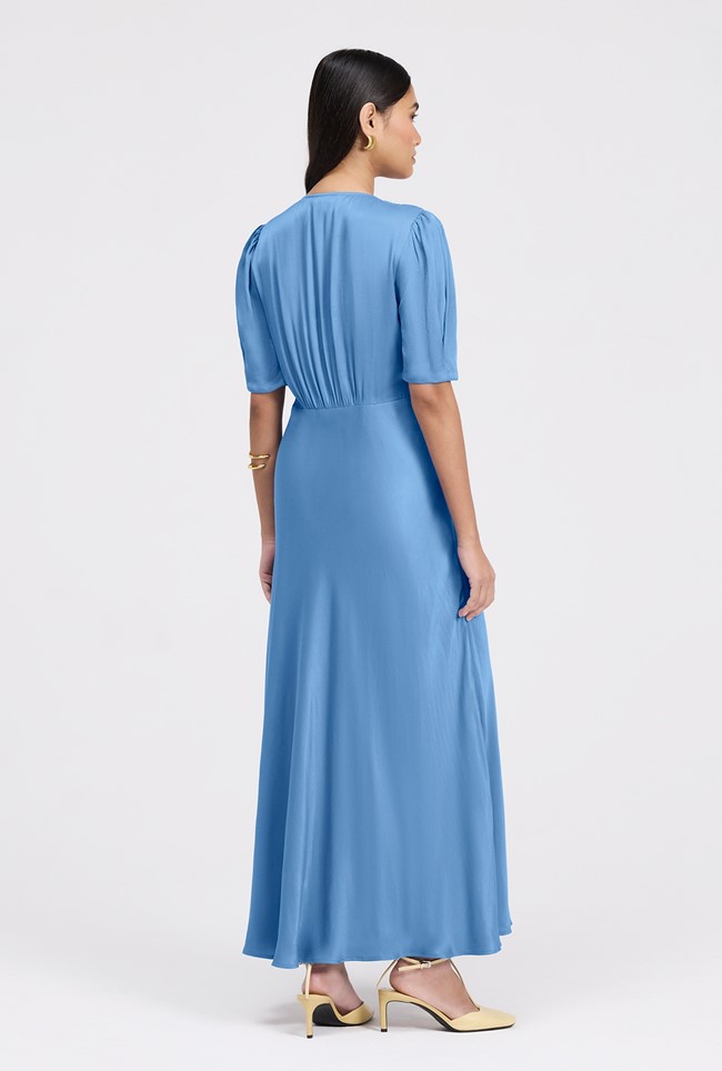 Madison Button Through Satin Midi Dress