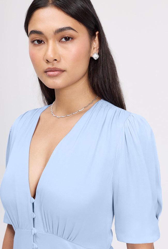 Madison Button Through Satin Midi Dress