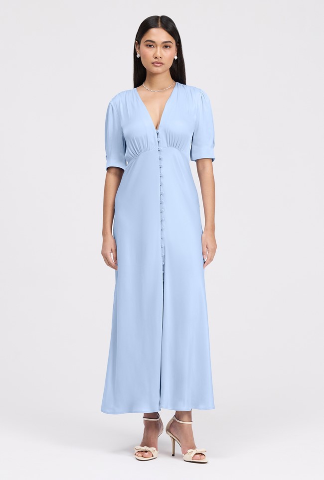 Madison Button Through Satin Midi Dress