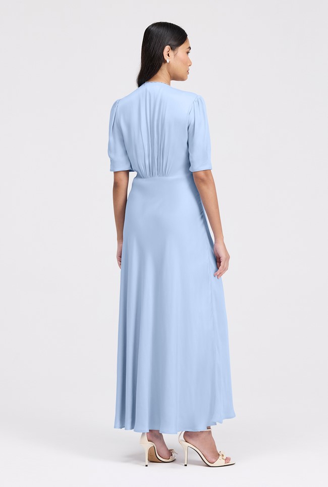 Madison Button Through Satin Midi Dress