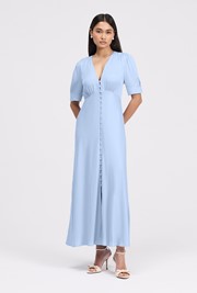 Madison Button Through Satin Midi Dress