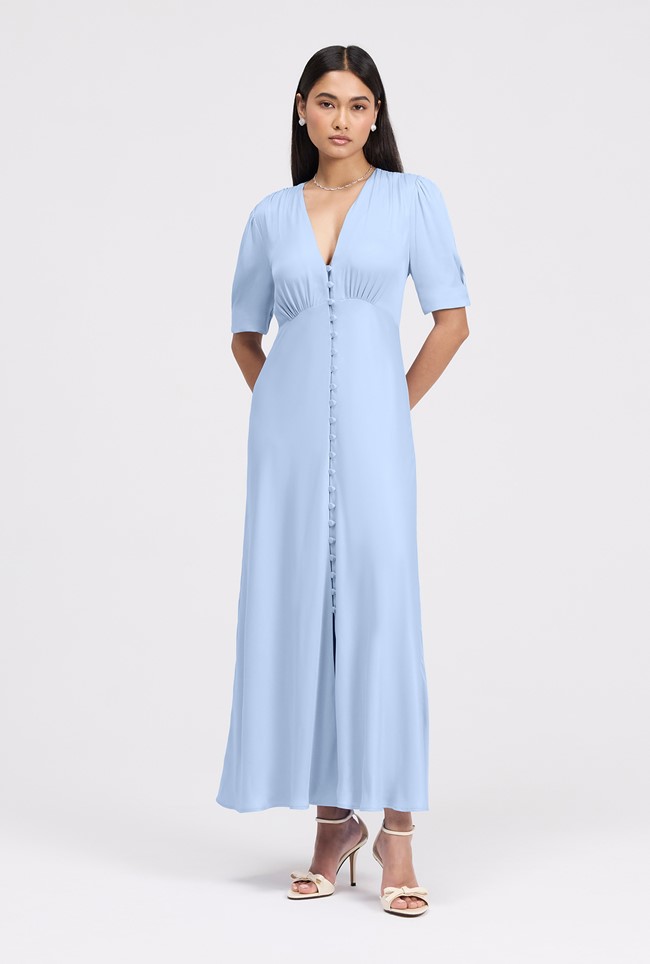 Madison Button Through Satin Midi Dress