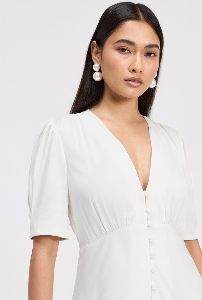 Madison Button Through Satin Midi Dress