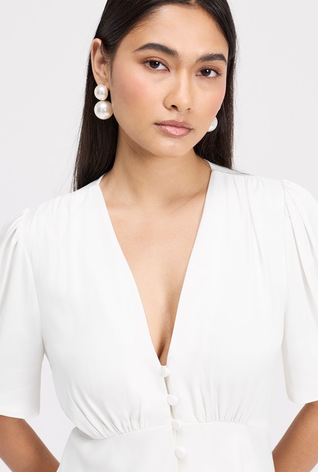 Madison Button Through Satin Midi Dress