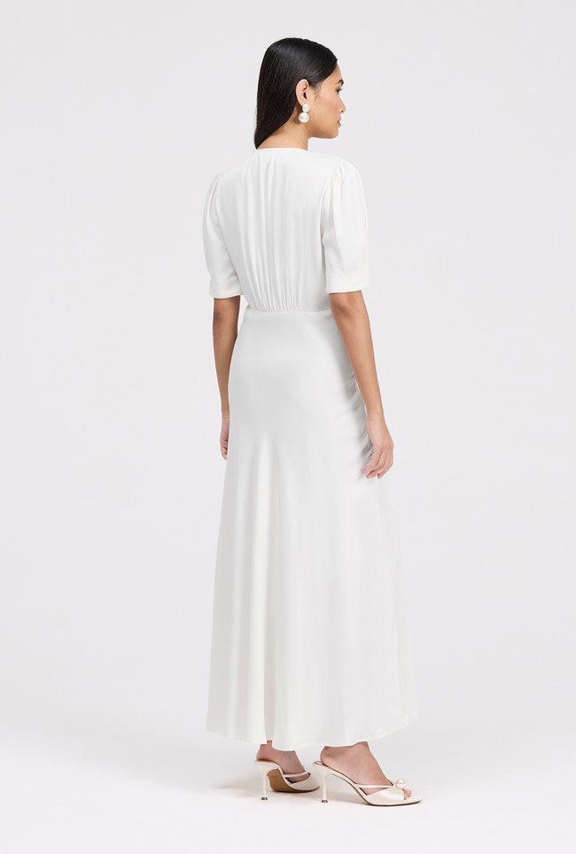 Madison Button Through Satin Midi Dress