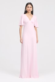 Arabella Angel Sleeve Satin Maxi Dress